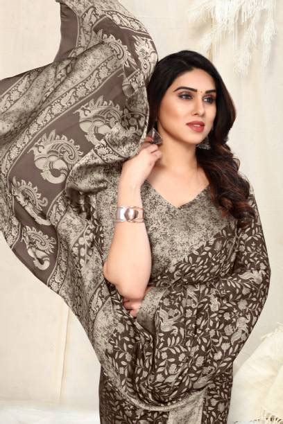 Pure Chiffon Floral Print Sarees - Buy Floral Print Chiffon Sarees ...