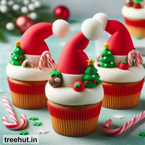 Christmas Santa Caps Cupcake Decoration Ideas, Cupcake Ideas, Mini Cake ...