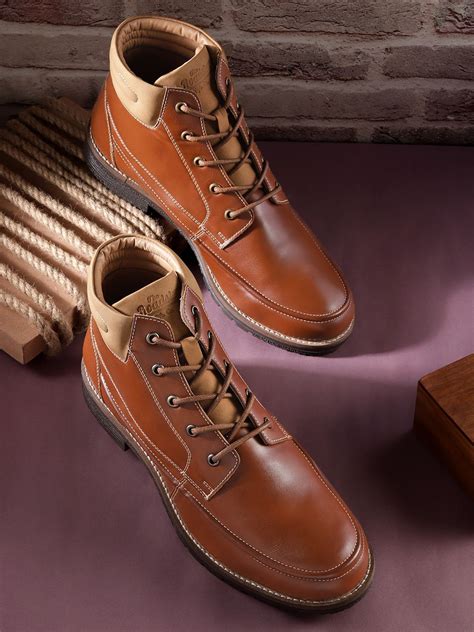 Roadster Men Brown Solid Mid-Top Regular Boots - Price History