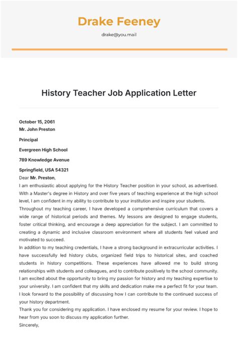History Teacher Vacancy