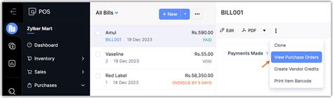 Actions that can be performed on bills