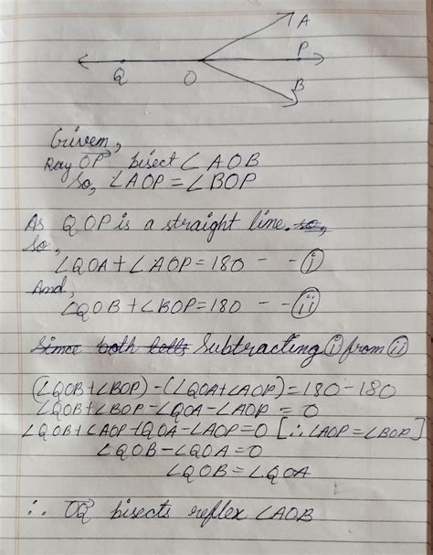 reop bisect angle aob if Ray oq is opposite to ray op prove that oq ...
