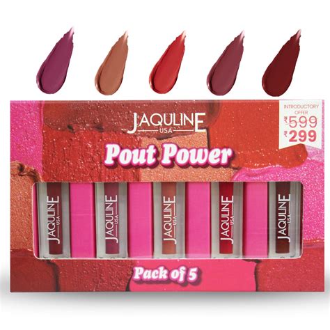 Buy Jaquline USA Pout Power Set Of 5 Liquid Matte Lipstick | Water ...