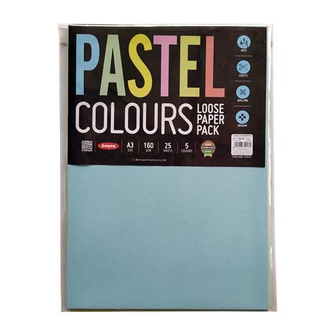 Anupam Pastel Colour Paper A3 160 GSM, Polypack of 5 Assorted Colours ...