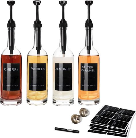 Amazon.com: MSTCMZP 25.4 oz 750 ml Coffee Syrup Dispenser Set - 4 for ...
