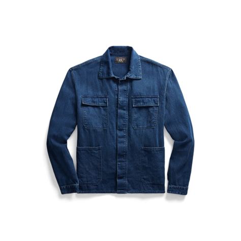 Indigo Herringbone Overshirt for Men | Ralph Lauren® IN
