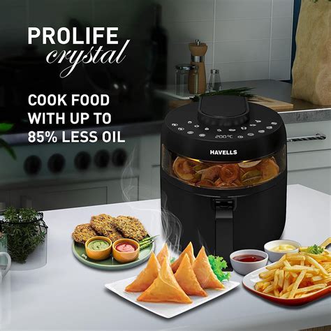 Buy HAVELLS Prolife Crystal 5L 1500 Watt Digital Air Fryer with 8 ...