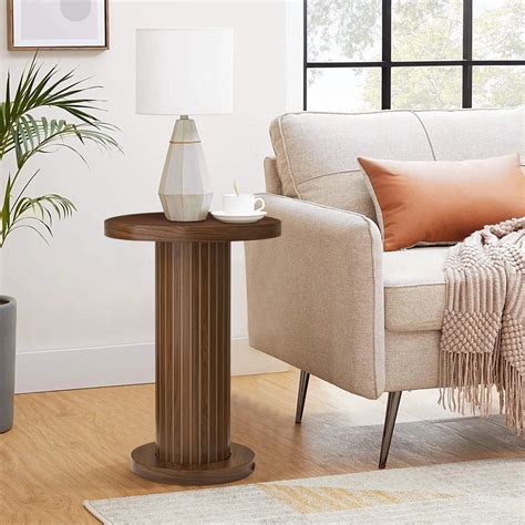 Small Round Pedestal Side Table, Drink Table for Small Spaces, Modern ...