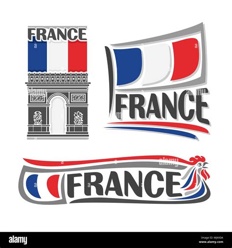 Vector illustration of logo for France, 3 isolated illustrations ...