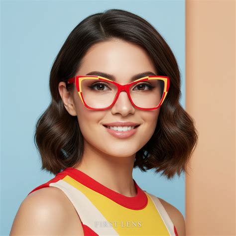 First Lens Vibrant Red Cat Eye Computer Glasses with Cleaning Kit