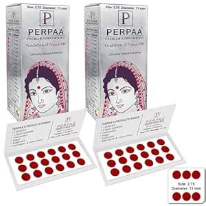 PERPAA Premium Velvet Sticker Kumkum Bindi Box of 15 Flaps Each Pack 2 ...