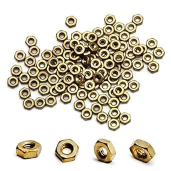 MroMax Brass Hex Nuts M2x0.4mm Metric Coarse Thread Hexagon Nut Brass ...
