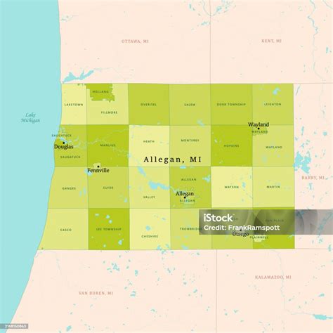 Mi Allegan County Vector Map Green Stock Illustration - Download Image ...