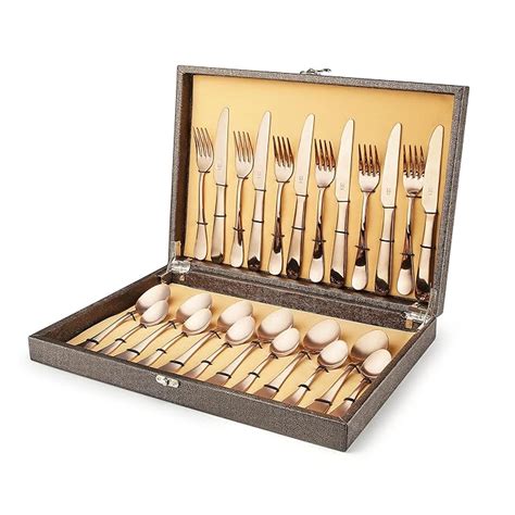 FnS Rosella Rose Gold Stainless Steel 24 Pcs Cutlery Set with ...
