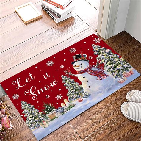 Amazon.com: Christmas Door Mat for Front Door Snowman Xmas Tree Gift ...
