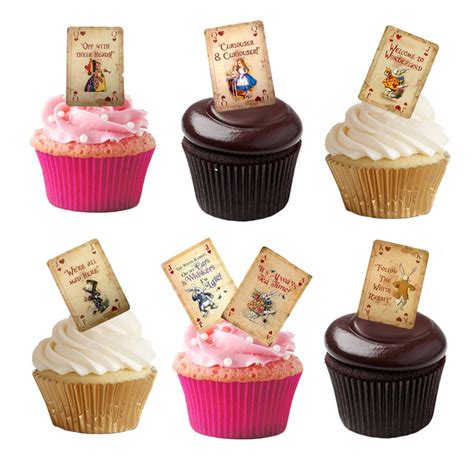 Buy 16 Stand Up Vintage Alice in Wonderland Playing Cards Edible Wafer ...