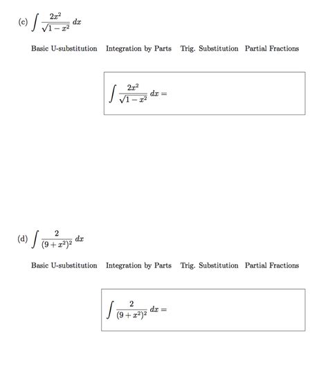 Solved Below are several integrals. On each, circle what you | Chegg.com