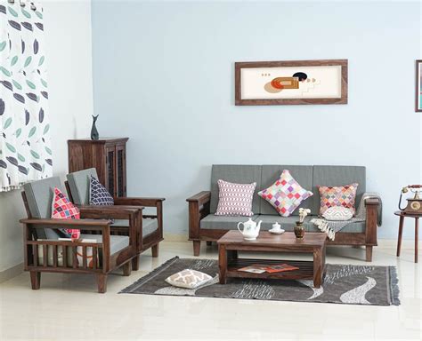 Cuttack Wooden 5 Seater Sofa With Coffee Table-3+1+1+Table