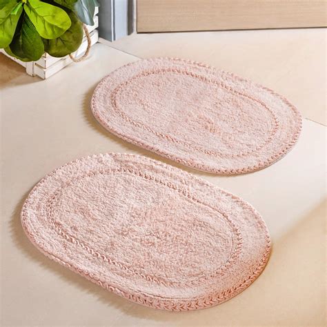 Ultra Soft Cotton Door Mat Baby Pink Set Of 2 24x16 Inch Online ...