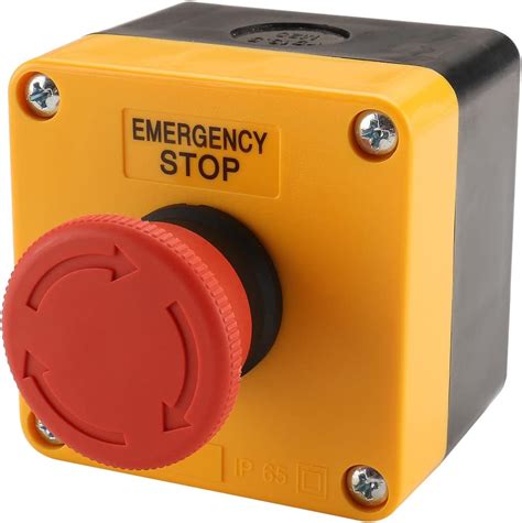Baomain Red Sign Emergency Stop Switch Push Button, Weatherproof Push ...