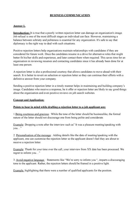 Business Communication - BUSINESS COMMUNICATION Answer 1. Introduction ...