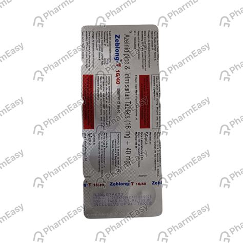 Zeblong T 16/40mg Strip Of 10 Tablets: Uses, Side Effects, Price ...