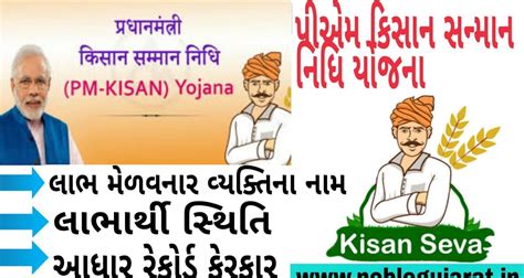 પીએમ કિસાન યોજના । pm kisan yojana gujarat ma status list and aadhaar ...