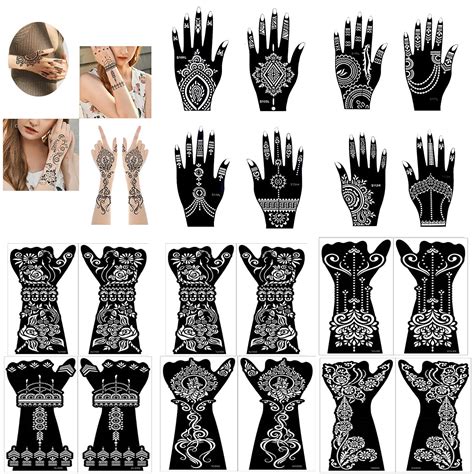 Large Henna Tattoo Stencils for Girls Woman Body Paint Indian Arabian ...