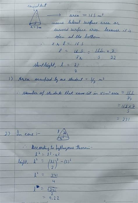 A cloth having an area of 165 m^2 is shaped in the form of a conical ...