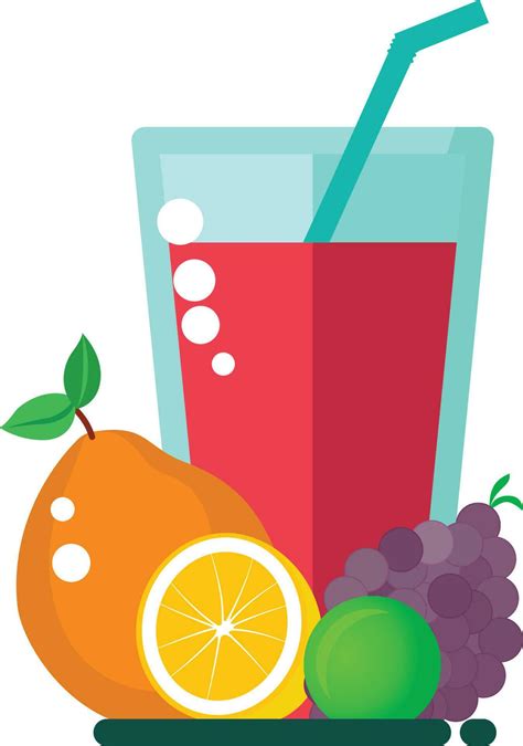 Fruit juice with bunch of fruit flat style clip art vector image ...
