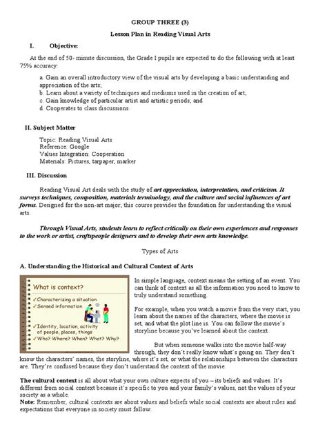 Image result for Visual Art Lesson Plan Example