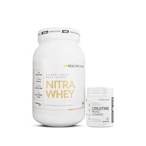 HealthFarm Nitra Whey Protein with Creatine Monohydrate 34g Protein, 7 ...