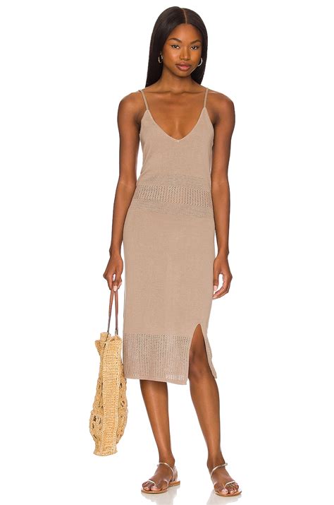 Bobi Bodycon Midi Dress in Taupe | REVOLVE