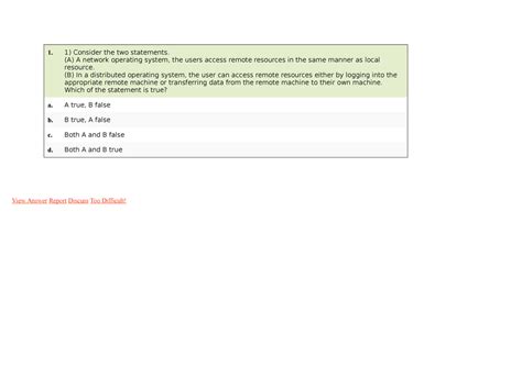 Distributed Systems - hggh - 1. 1) Consider the two statements. (A) A ...