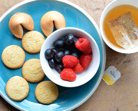 187 cal afternoon tea, featuring lemon wafers, fortune cookies, berries ...