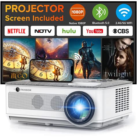 Native 1080P Projector 5G WiFi and Bluetooth, FANGOR 350 ANSI Outdoor ...
