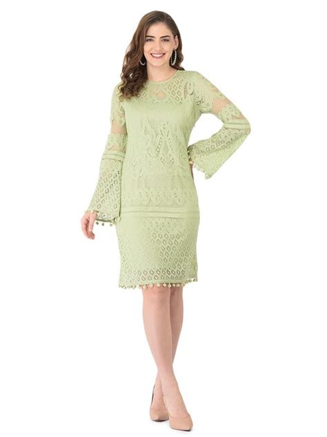 Buy Eavan Green Self Design Sheath Dress EA4601 at Amazon.in
