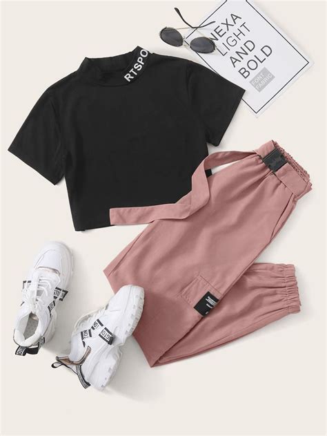 Mock Neck Tee & Belted Cargo Pants Check out this Mock Neck Tee ...