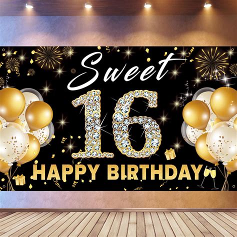 Buy Sweet 16 Backdrop Birthday Decorations, Sweet Sixteen Photo Booth ...