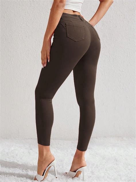 Shop Brown Coloured High Waist Skinny Denims - for Women | OUTZIDR ...