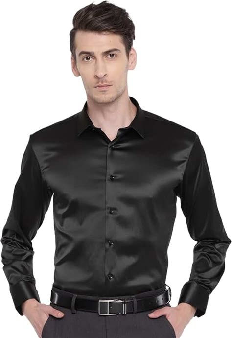 Amazon.in: Satin - Black Shirts: Clothing & Accessories