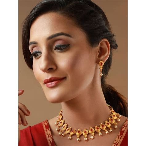 Buy Priyaasi Pink Stone Studded Gold Plated Jewellery (Set of 2) Online