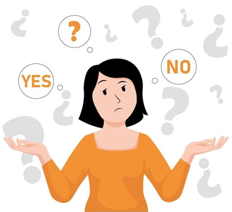 Confused woman with question marks person not knowing what decision to ...