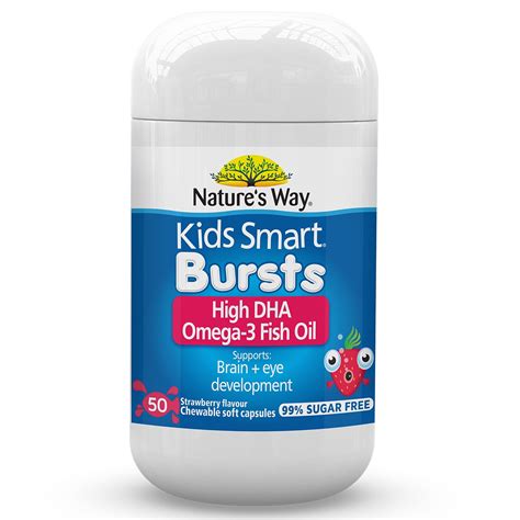Nature's Way Kids Smart Bursts Omega 3 Fish Oil High DHA Strawberry 50 ...