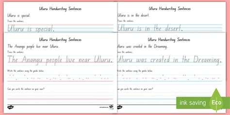 Uluru Handwriting Practice Year 1 Worksheet (teacher made)