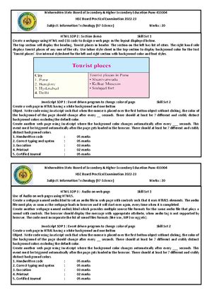 XII Science IT Practical 2022-23 HTML & JSP - Advanced Web Designing ...