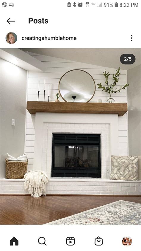 Wood Mantle Fireplace, White Brick Fireplace, Build A Fireplace, Brick ...