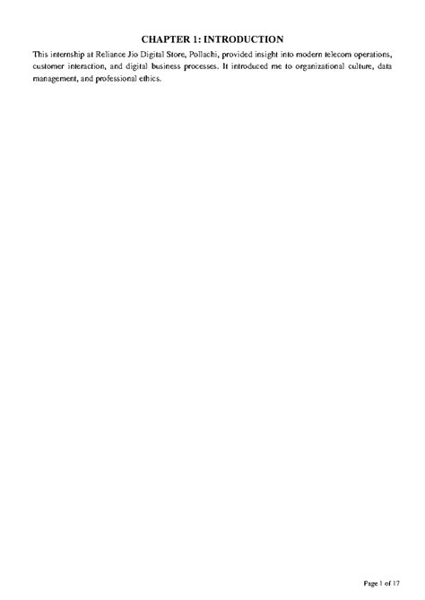 Internship Report: Reliance Jio Digital Store Insights - Studocu