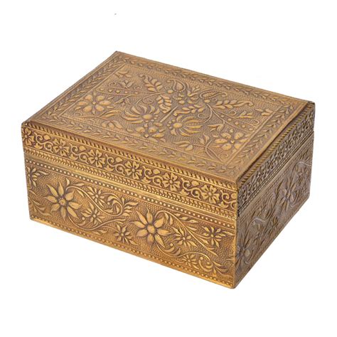 Buy Indian Handmade Wooden Box Multi Purpose Full Brass Fitted Box Home ...
