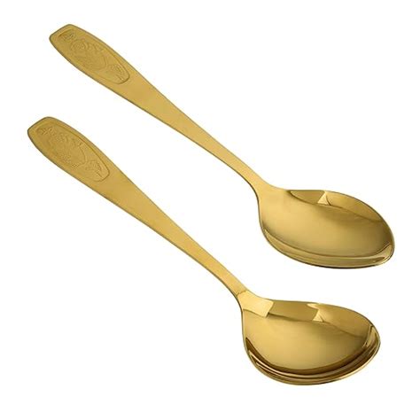 Buy ROSTON Serving Spoons Stainless Steel Gold Finish chamcha for ...